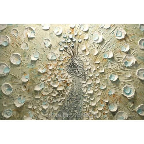 Best selling handmade items wall art modern paintings with a knife Peacock Oil Painting on Canvas decoration of houses interior