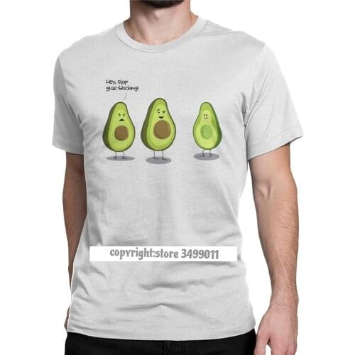 Avocado Humor Stop Guac Blocking T Shirts Men Cotton Funny Tops T Shirts Vegan Guacamole Cartoon Food Cute Tee Camisas Tops