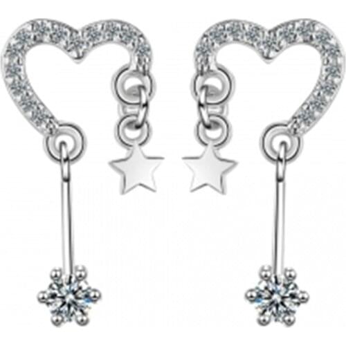 New Arrivals Korea Temperament Exquisite Heart Star Earrings for Women Girls Vintage Charm Jewelry