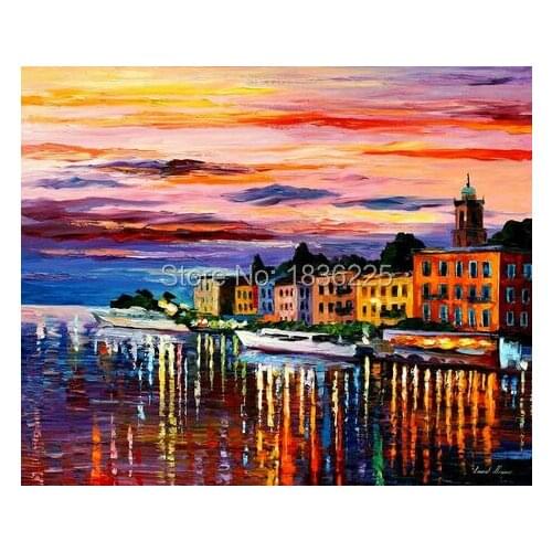Painted canvas modern berautiful city modern paintings with a knife decoration of houses decorations oil painting on canvas