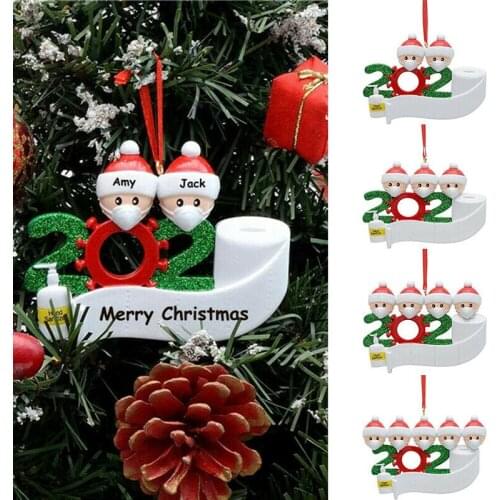2020 Christmas Tree Hanging Ornaments Pendant Charms Jewelry Snowman Santa Claus Family Personalized Resin Charm Decoration