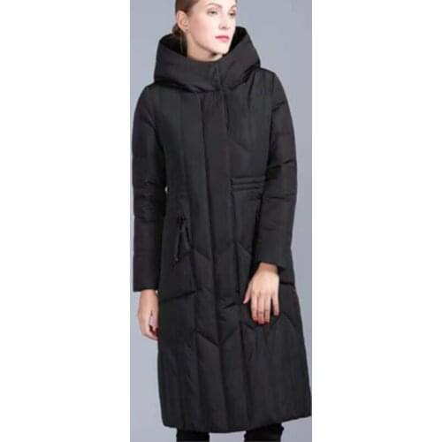 2019 new style autumn and winter Korean version down jackets fashion thick hooded coat long style over over knee fashion clothes
