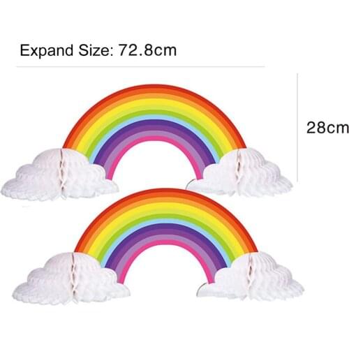 2PCS Rainbow Honeycomb Ornaments Paper String Centerpieces Home Or Birthday Parties Wedding Ceremonies Wall Hanging Decoration