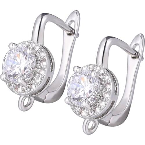 Juya DIY Earwire Findings Handmade Cubic Zirconia Shvenzy Fixtures Lock Earring Hooks Accessories For Womens Earrings Making