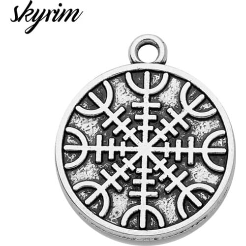 Skyrim 10pcs The Helm of Awe Aegishjalmur Mammen Style Charms Pendants Slavic Scandinavian Norse Viking Jewelry DIY Accessories