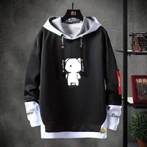 Patchwork Men Hoodies Korean Cotton Sweatshirt Autumn Winter Men Fashion Oversized Hoodie Hooded Streetwear Casual Pullover