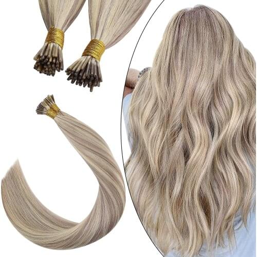 [6 Colors] Ugeat I Tip Hair Extensions Human Hair Remy Fusion Hair 14-24 " 40g/80g Natural Straight Pre Bonded Hair Extensions