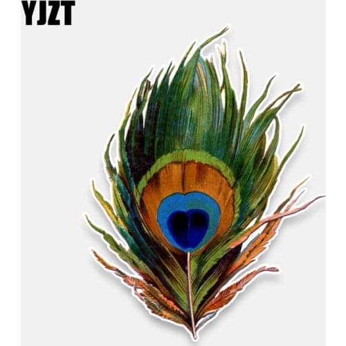 YJZT 11.9*15.5CM Fashion Birds Peacock Feather Decor Graphic Car Sticker High Quality 11A0053