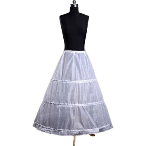 Womens A-Line Full Length 3 Hoops Petticoat Wedding Slips Crinoline Underskirt