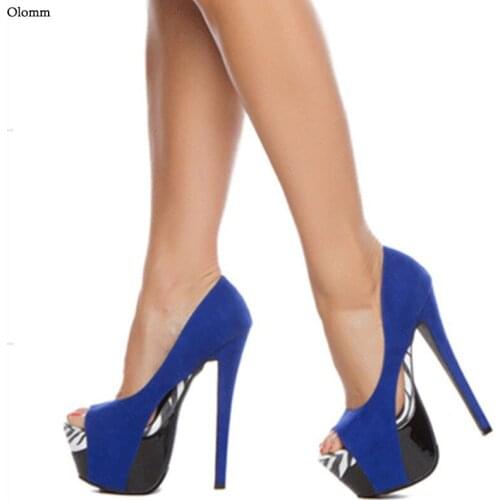 Olomm 2021 Handmade Women Spring Pumps Sexy Stiletto Heels Pumps Peep Toe Gorgeous 5 Colors Party Shoes Women US Size 5-20