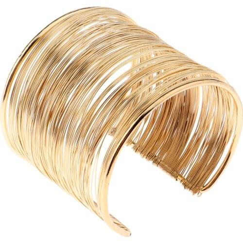 Rigid Memory Wire Metal Circle Split Coil Wire Cuff Bracelet Bangle Gold