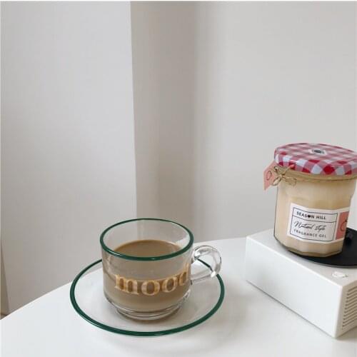 1set Glass Cup Saucers set Kitchen Dinning Tableware Coffee Mug With Dish for Afternoon Tea Cup Dishes посуда