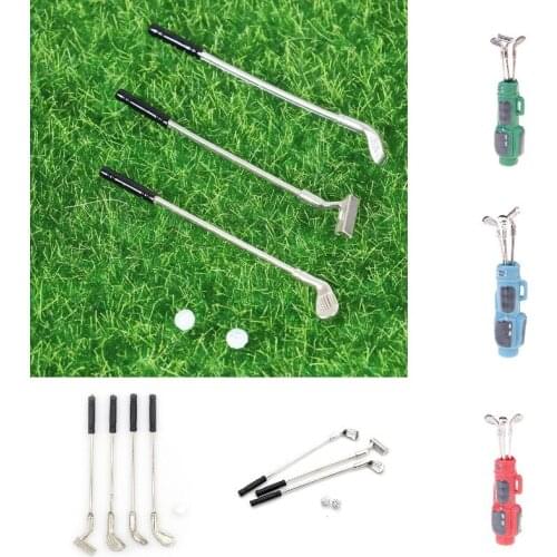 1Set DIY Dollhouse Miniature Accessories Golf Sticks Balls DollS Accessories Kids Toy