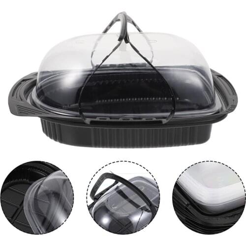 10pcs Disposable Food Containers Fruit Salad Bento Box Roast Duck Box Meal Prep Storage Takeaway Packaging Box With Clear Lid