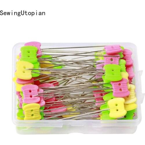 100PCS Plastic Flat Head Quilting Pins Patchwork Pins Flat Head Dressmaking Sewing Tool Needle Mixed Color DIY Sewing Needles