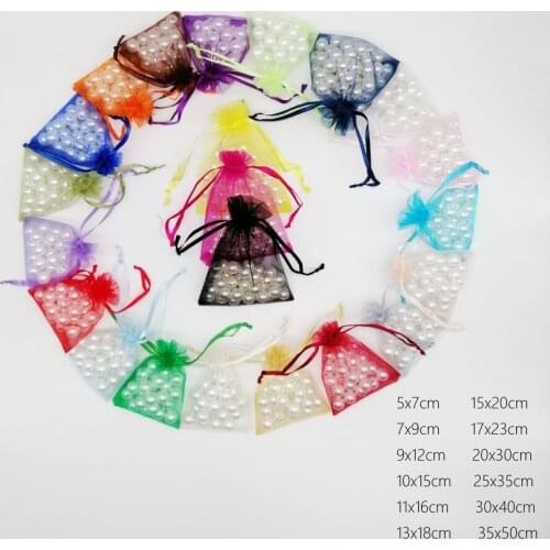 1000pcs/Lot 17x23cm Diy Jewelry Bag Gift For Women Drawstring Organza Gift Bags For Wedding/Party/Christmas Packaging Bags Pouch