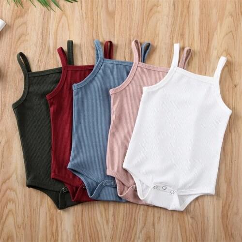 2020 Body Baby Bodysuit Newborn Baby Girl Clothes Summer Solid Sleeveless Sling Bodysuit Jumpsuit Shorts Daily Clothes 0-18M