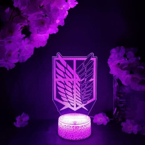 3D Illusion Lamp Attack on Titan Wings of Liberty LOGO Touch Sensor Control Lights Manga Fans Bedroom Desktop Collection Gift