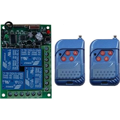 Universal Wireless Remote Control Switch DC12V 24V 4CH relay Receiver Module With 4 channel RF Remote 433 Mhz Transmitter