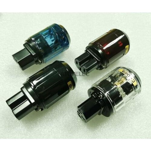 1pc IEC Schuko Power Plug Female Gold Plated / Rhodium Plating Hi-Fi Audio Connector C-029/C-037/C-079 Cable Diameter 17mm