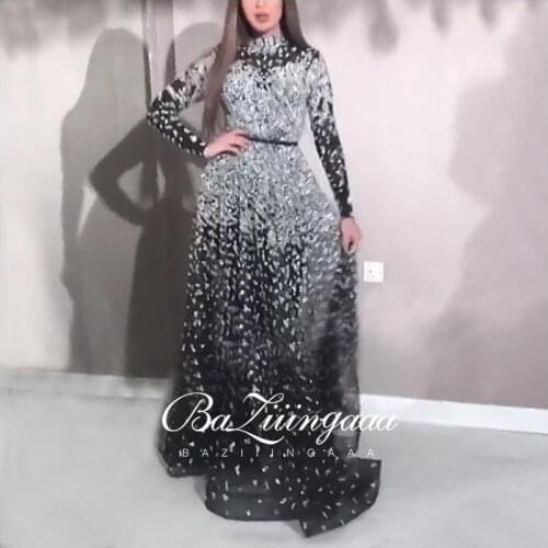 BAZIIINGAAA Luxury Woman Cocktail Dress Beaded Sequins Long Elegant Night Cocktail Party Formal Dresses for Wedding Plus Size