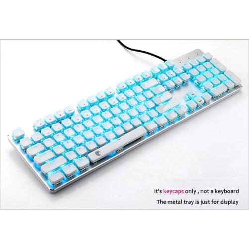 White Low Profile Keycaps for Mechanical Keyboard Crystal Edge White with Key Caps Puller Hard Plastic 104 Keys US Layout