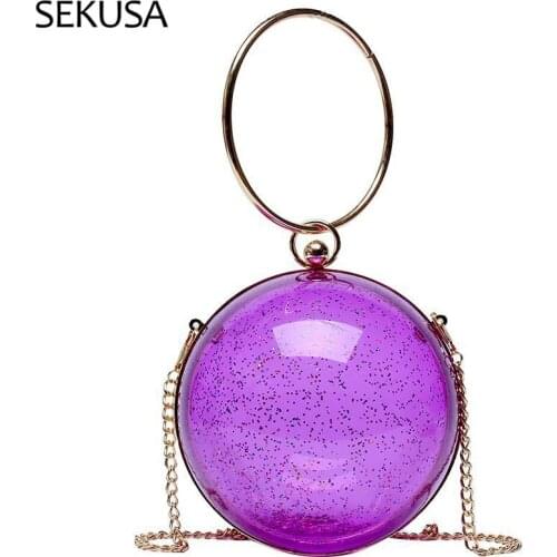 Ball Brand Design Plastic Women Evening Bags Circular Party Ladies Fashion Clutch Red Color Female New Messenger