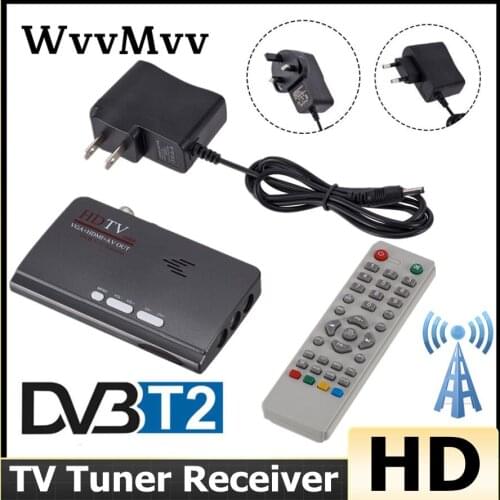 DVB-T/DVB-T2 TV Tuner Receiver DVB T/T2 TV Box VGA AV CVBS 1080P HD HDMI Digital HD Satellite Receiver with Remote Control