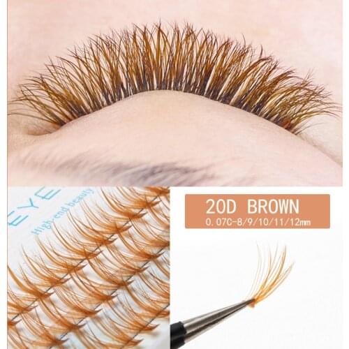 ICYCHEER 20D Brown Color Individual Eyelashes Extension Coffee False Eye Lashes Maquillaje Makeup Soft Synthetic Mink