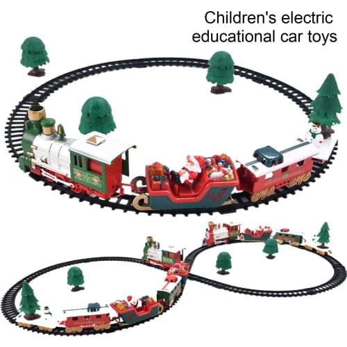 Classic Christmas Electric Rail Car Train Set with Music Light Kids Toy Gift Rail Car Train Set Kids Toy Gift Christmas Gifts