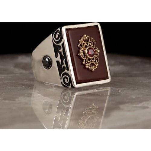 Agate Gemstone 925 Sterling Silver Ring