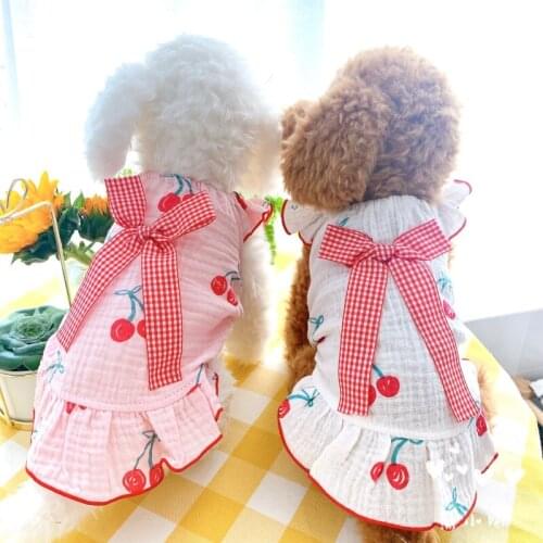 Summer Dog Dress Cat Yorkshire Yorkie Chihuahua Clothing Skirt Pet Dresses Pomeranian Poodle Bichon Costume Dropship Pet Clothes