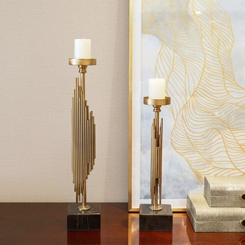Marble Luxury Candle Holder Table Romantic Nordic Wedding Metal Candle Holder Tall Gold Modern European Home Decoration MM60ZT
