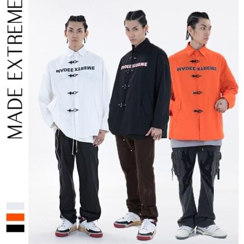 Chinese Style Mens Clothes Retro Tang Suit Hanging Buckle Jackets Male Handsome Solid Color Loose Long Sleeved Tops Outerwear