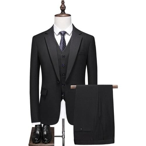 3-Pieces Set Jacket+Pants+Vest Fashion Mens Suits Men Clothes Business Casual Formal Wear Wedding Tuxedo Male Blazers Set 5XL-S