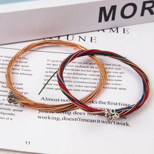 6Pcs Colorful Guitar Strings Set Folk Guitar Classic Guitar Multi Color Strings