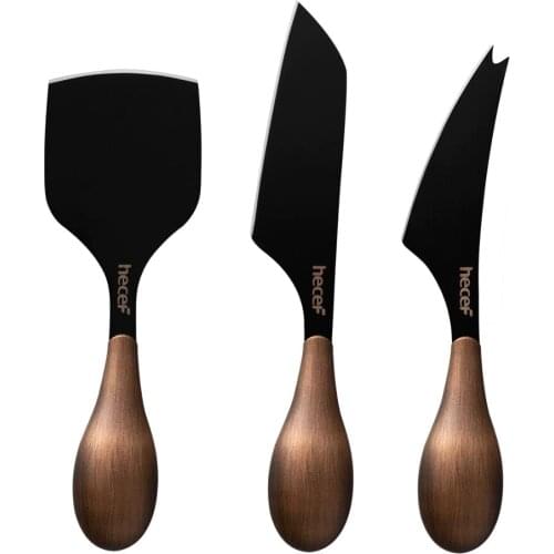 Hecef Cheese Knife Set of 3, Bronze Grain Multipurpose Cheese Knife
