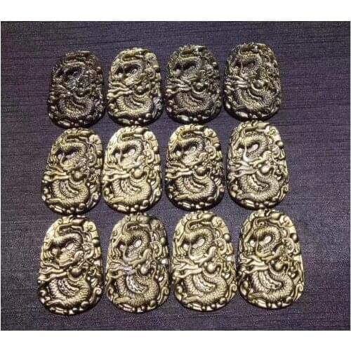 Natural Gold Black Obsidian Crystal Dragon Shape One Pendant 58x38x11mm AAAAA