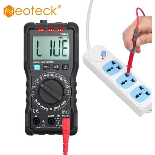 Neoteck 9999counts Digital Multimeter TRMS Auto Range NCV Detector DC AC Voltage Current Meter Capacitance Diode and Continuity