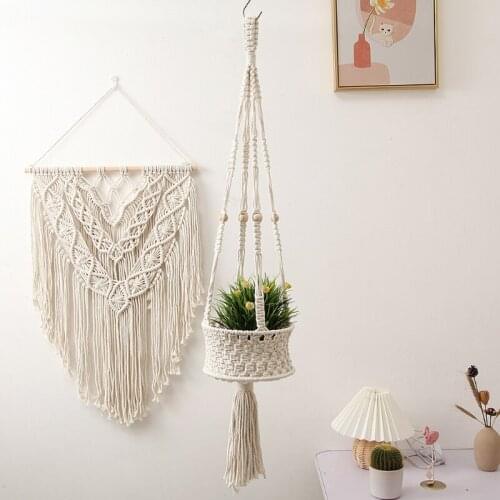 Hanging Plant Handmade Macrame Plant Hanger Flower Pot Holder Wall Decor Courtyard Garden Hanging Basket Decoration 85AC
