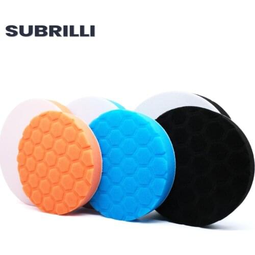 SUBRILLI 6/7 inch Foam sponge car wax pads polishing buffer kit 3pcs waxing cleaning compound disc for car polisher machine