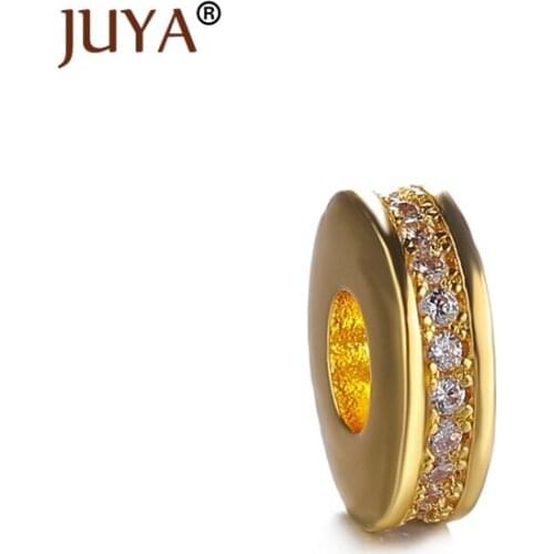 Jewelry Making Supplies Wholesale Copper CZ Rhinestone Round Spacer Beads For Making Jewelry Accessories diy Bracelets