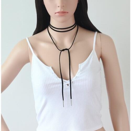 Simple Charm long Black Velvet Tied Woman Chokers Necklace Elegant Collar wedding bar Party Jewelry neckband gift