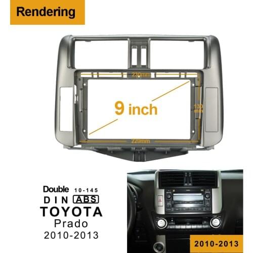 2Din Car DVD Frame Audio Fitting Adaptor Dash Trim Kits Facia Panel 9inch For Toyota PRADO 2010-2013 Double Din Radio Player