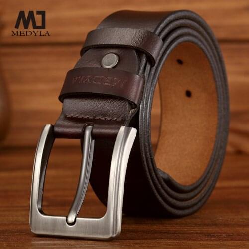 Genuine Leather Belt for Men Stainless Steel Pin Buckle High Quality Luxury Leather Strap Classic Men Belt SM05