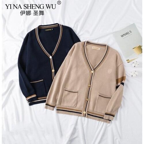 British School Uniform JK Boy&girls Cute Knitted Sweater Cotton School Uniform JK Sweet Long Sleeve Knit Cardigan Sweater Coat