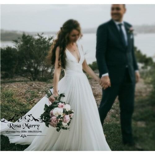 Modest Plus Size Boho Beach Wedding Dresses 2020 A Line Country Greek Simple Cheap Chiffon Vestido De Novia Robes De Mariée