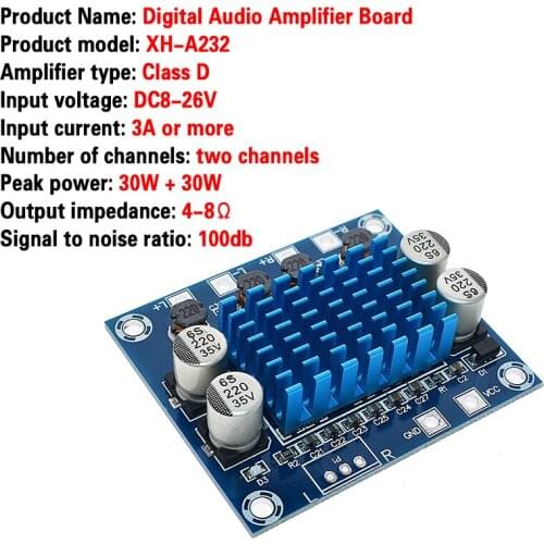 Tpa3110 Xh-a232 30w + 30w 2.0 Kanaals Digitale Stereo Pro Audio Equipment Power Sound Amplifier Board Dc 8-26v 3a C6-001