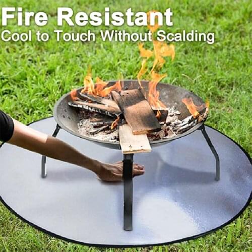 Outdoor Fire Pit Mat BBQ Fireproof Pad Fire Resistant Desk Protector Round Grill Barbecue Fiberglass Carpet Camping Tools