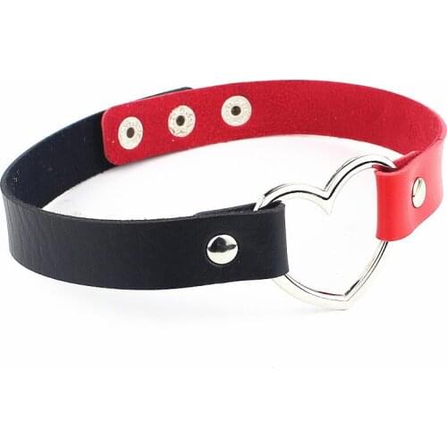 Cool Punk Necklace PU Leather Neckband Love Heart Shaped Collar Choker Necklac Pendant Necklace Women Multilayer Babygirl Lett